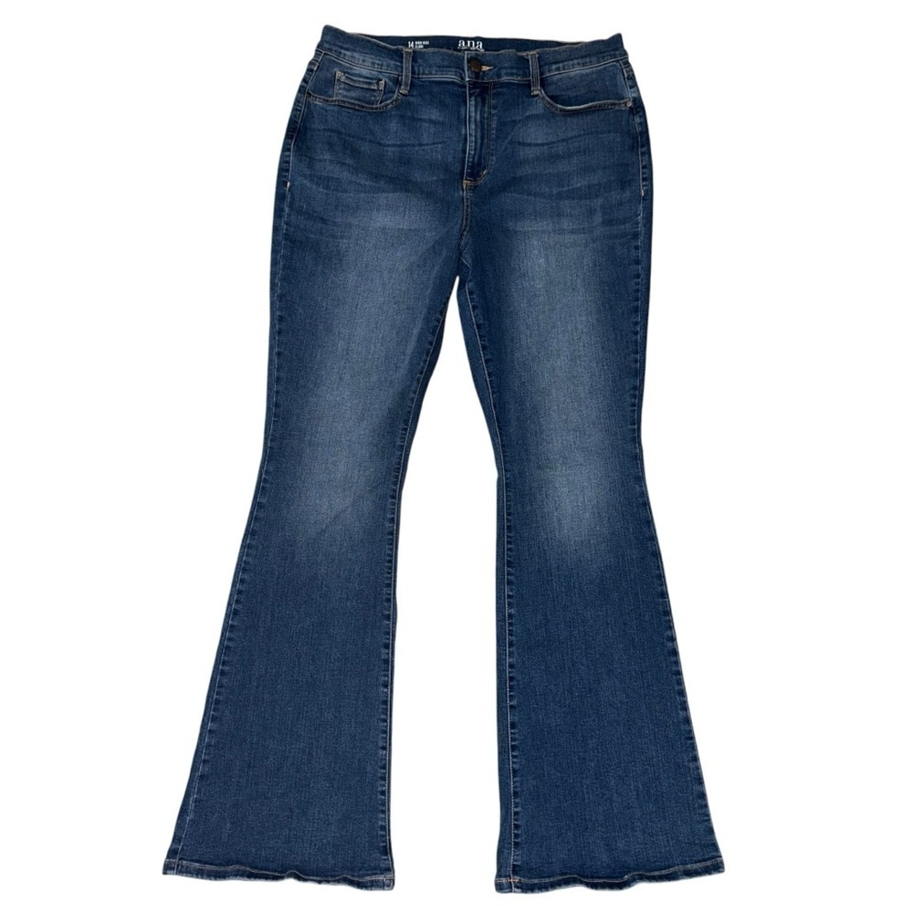 ANA High Rise Flare Jeans Women’s 14 Medium Wash Stretch Denim Boho Retro